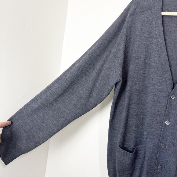 Paul Fredrick Cardigan Gray 100% Merino Wool Men’s XL - Picture 3 of 8